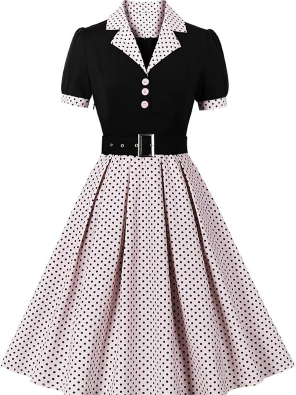 New - 1950s Dresses for Women Vintage Rockabilly Retro Short‎ Sleeve Tie Midi